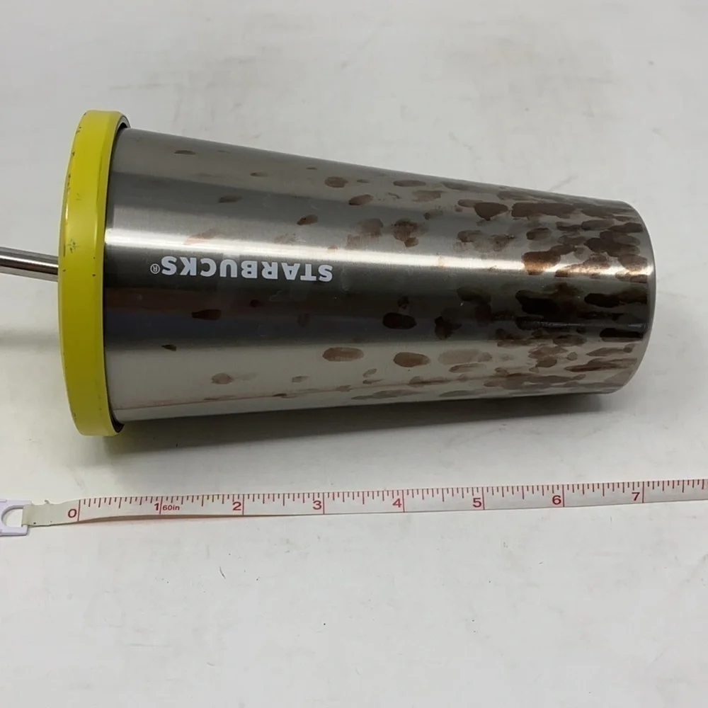 Starbucks metal iced coffee cup with lid and metal straw
